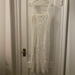 White sequin dress perfect for bachelorette party!